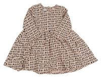 Světlerůžovo-černé vzorované teplákové šaty miniclub