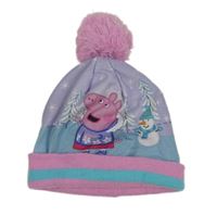 Světlefialovo/světlemodrá čepice s Peppa Pig a bambulí 