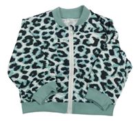 Bílo-olivovošedo-černá vzorovaná propínací mikina SHEIN