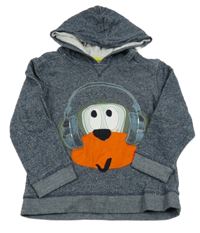 Tmavomodrá melírovaná mikina s opičkou a sluchátky a kapucí Bluezoo