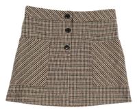 Smetanovo-vínovo-starorůžovo-černá kostkovaná vlněná sukně se třpytkami St. Bernard