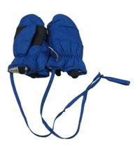 Safírové šusťákové zateplené palcové rukavice se šňůrkou C&A