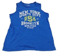 Cobaltově modré tílko s nápisy PRIMARK