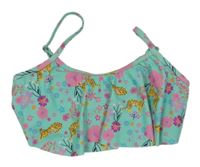 Světletyrkysová plavková lambáda s tygry a kytičkami PUSBLU