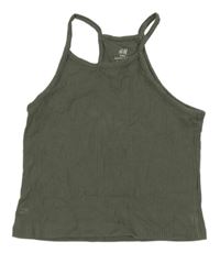 Tmavošedý žebrovaný crop top H&M