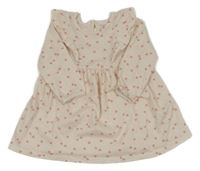 Světlepudrové melírované úpletové šaty s růžovými srdíčky a volánky PRIMARK