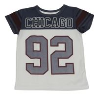 Bílo-tmavošedé síťované sportovní tričko s číslem a nápisem Rebel