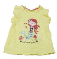 Žluté tričko s mořskou pannou a volánky Ergee