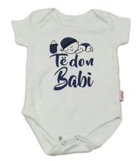 Bílé body s nápisy a miminkem a lahvičkou