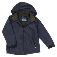 Tmavomodrá melírovaná šusťáková jarní bunda s nášivkou a kapucí Next