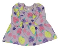 Levandulové šaty s ovocem a jahůdkami a volánky Matalan