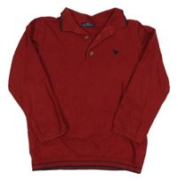 Tmavočervený vzorovaný svetr s dinosaurem a límečkem Next