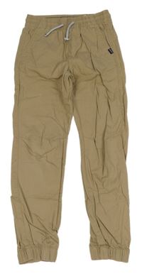 Pískové cuff plátěné kalhoty H&M