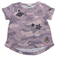 Fialovo-růžové army tričko s obrázky River Island