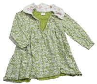 Zelené květované bavlněné šaty s límečkem zn. Next