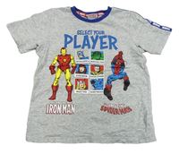 Šedé melírované tričko s Avengers Tu