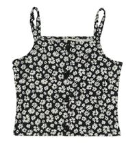 Černo-bílý kytičkovaný crop top Miss E-vie 