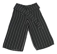 Černo-bílé proužkované culottes kalhoty s páskem Primark 