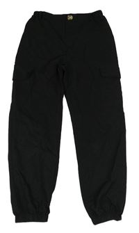 Černé šusťákové cargo cuff kalhoty Shein