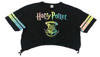 Černé crop tričko s erbem - Harry Potter C&A