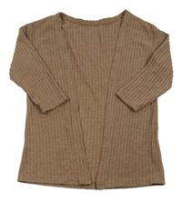 Hnědý vzorovaný úpletový cardigan Shein