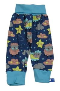 Tmavomodré pyžamové kalhoty s ovcemi a mraky