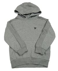 Šedá melírovaná mikina s žebrováním a kapucí Matalan