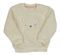 Smetanová chlupatá mikina s medvědem Nutmeg