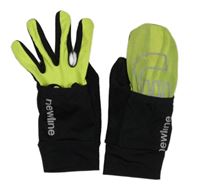Černo-neonově žluté sportovní zaklápěcí rukavice s nápisem