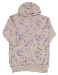 Růžové skvrnité teplákové šaty s kapucí Next