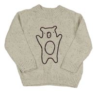 Světlebéžový melírovaný svetr s medvědem Mothercare