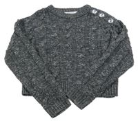 Tmavošedý třpytivý crop svetr Primark