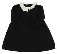 Černé žebrované šaty s límečkem