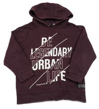 Vínová mikina s nápisem a kapucí George