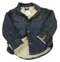 Nové - Tmavomodrá riflová zateplená košilová bunda Next