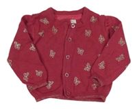 Malinový propínací svetr s motýly Primark