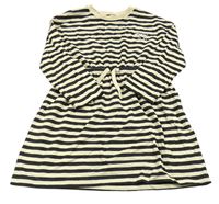 Béžovo-černé pruhované šaty s výšivkou John Lewis