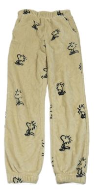 Béžové chlupaté pyžamové kalhoty s Woodstockem - Snoopy