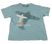 Modrošedé tričko s letadly Mexx