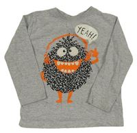 Šedé melírované triko s příšerkou Kiki&Koko