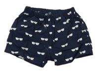 Tmavomodré plátěné kraťasy s brýlemi