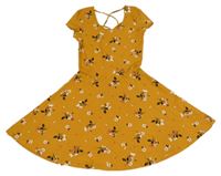 Medové květované bavlněné šaty C&A