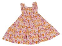 Bílo-růžové květované šaty s volány LC Waikiki