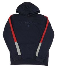 Tmavomodrá mikina s logem a kapucí U.S. Polo Assn.