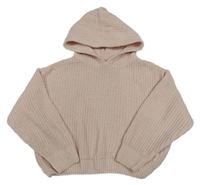 Světlerůžový crop svetr s kapucí Matalan