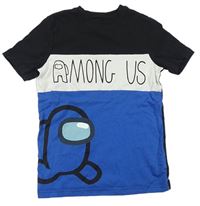 Černo-bílo-modré tričko s Among us 