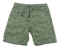 Khaki plátěné kraťasy s dinosaury Primark