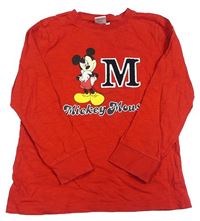 Červené pyžamové triko s Mickeym Disney
