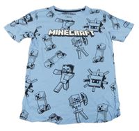 Modré vzorované tričko s Minecraft 