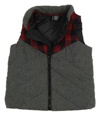 Šedo-červená tepláková zateplená vesta 